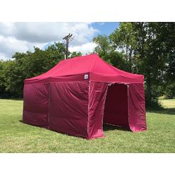 Delta canopy 10x20 F/S Model Maroon - Solid Walls Pop up Canopy Party Tent Gazebo Ez Upgraded Frame - By DELTA Canopies