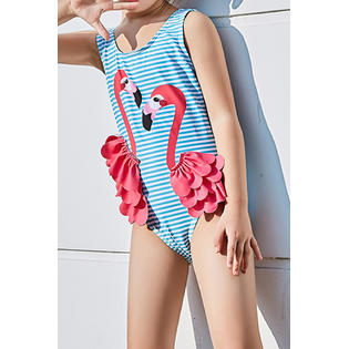 Zara Beez Kids Girls One Piece Flamingo Decorated Striped Pattern