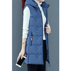 Zara Beez Women Mid Length Modern Style Solid Colored Hood Neck War Padded vest Jacket