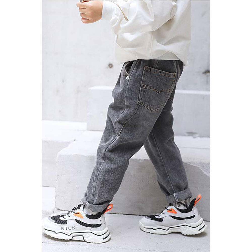 Zara Beez Kids Boys Side Pockets Loose Style Solid Colored Elastic Waist Denim Jeans