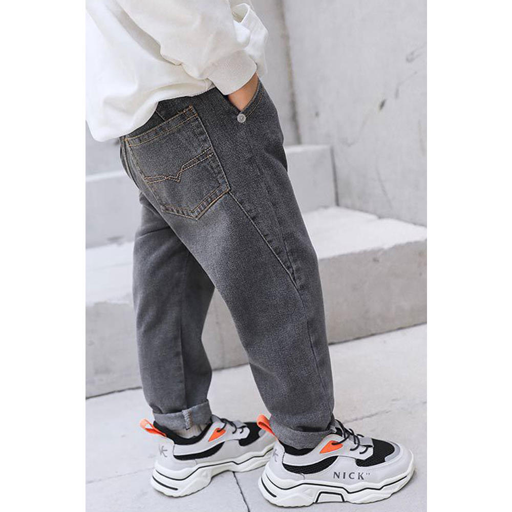 Zara Beez Kids Boys Side Pockets Loose Style Solid Colored Elastic Waist Denim Jeans