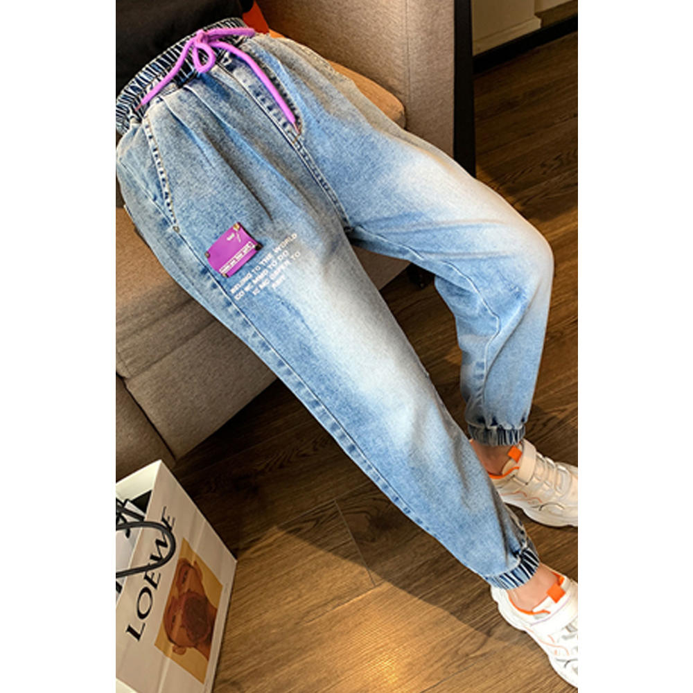 Zara Beez Kids Girls Easy Elasticated Waist Ribbed Style Side Pockets Denim Jeans