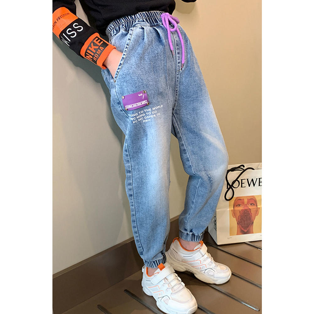 Zara Beez Kids Girls Easy Elasticated Waist Ribbed Style Side Pockets Denim Jeans