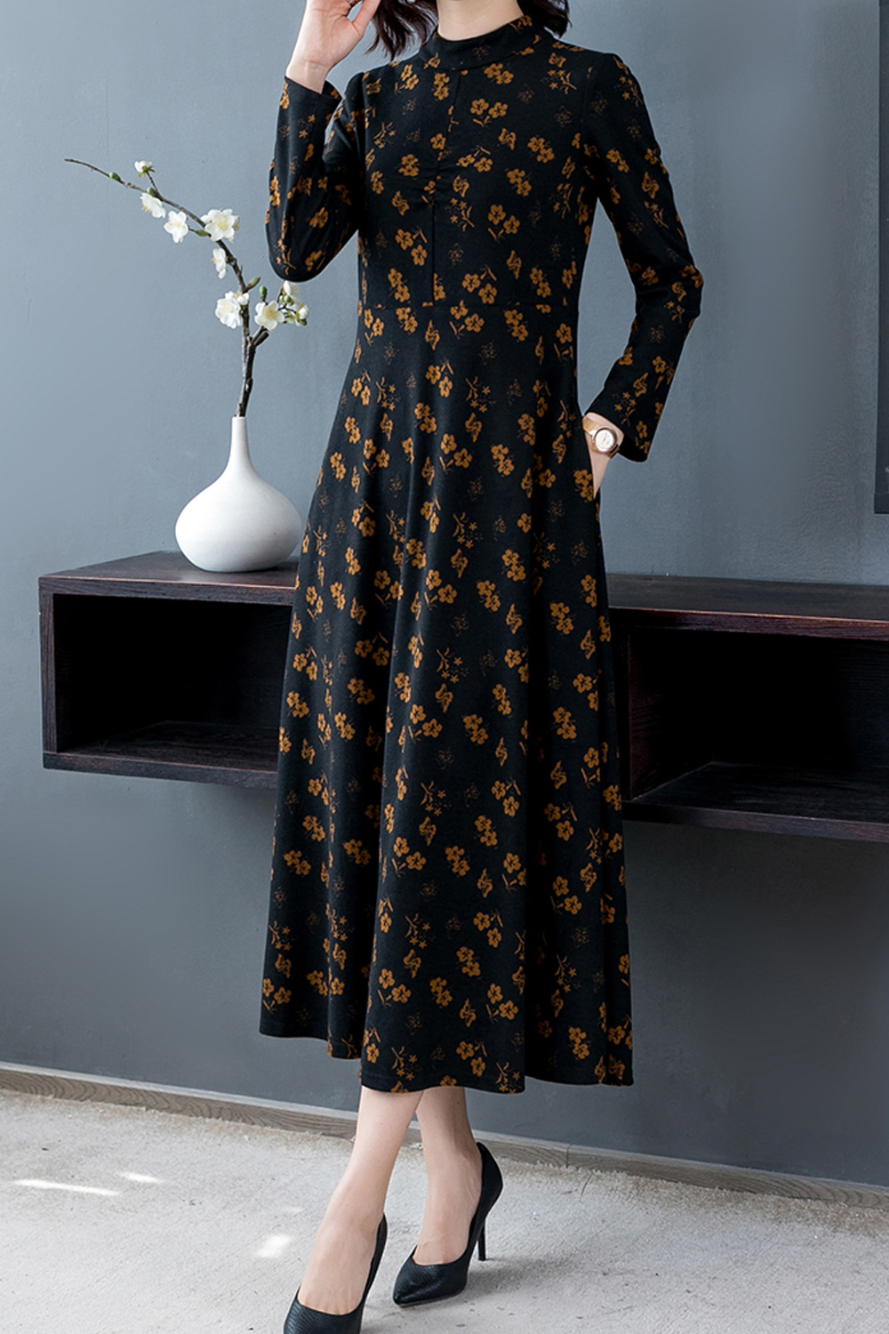 mid long sleeve dress