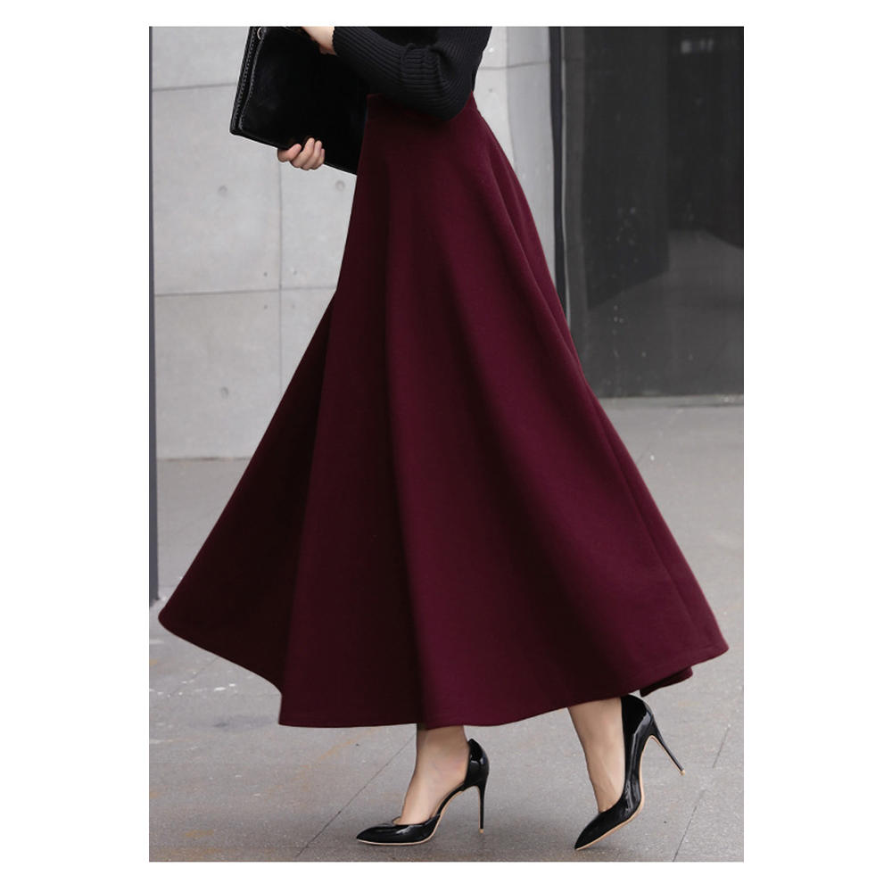 ZaraBeez Women Fashionable Solid Colored Thick & Warm Long Sleeve Mid-Length Winter Warm Skirt