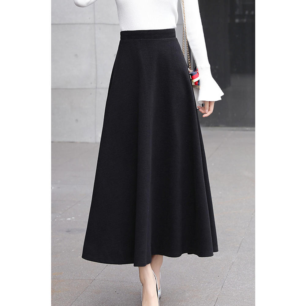 ZaraBeez Women Fashionable Solid Colored Thick & Warm Long Sleeve Mid-Length Winter Warm Skirt