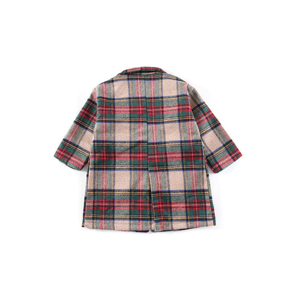 Zara Beez Kids Girls Thick Long Sleeve Collar Neck Flap Pockets Superb Lattice Pattern Mid-Length Winter Warm Coat