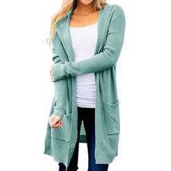 ZaraBeez Women Knitted Long Sleeve Front Open Flap Pockets Styled Superb Solid Colored Winter Warm Casual Cardigan