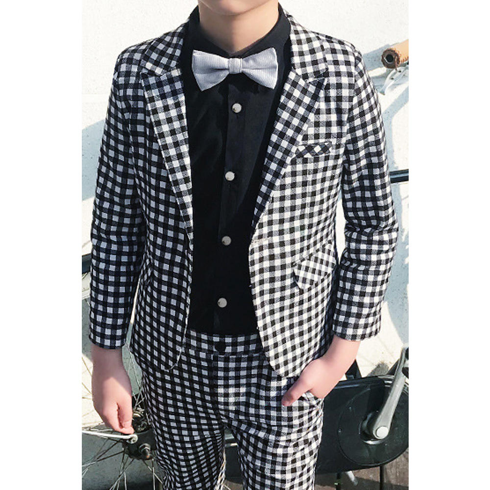ZaraBeez Toddler Boys Outstanding Plaid Pattern Bow Tie Long Sleeve Stylish Two Piece Suit