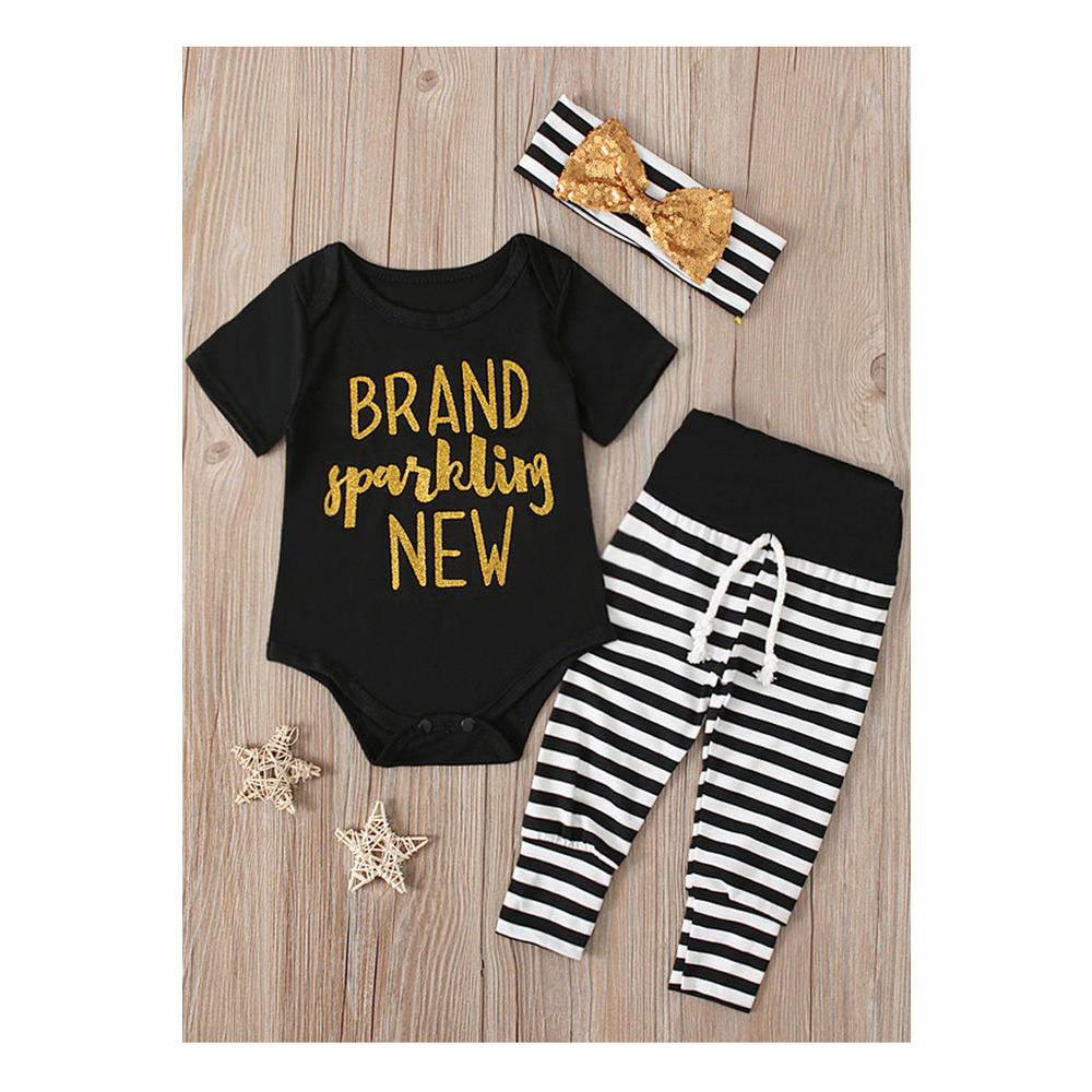 ZaraBeez Baby & Toddler Letter Printed Top Drawstring Waisted Striped Pattern Pajama Restful Stretchable Suit Set