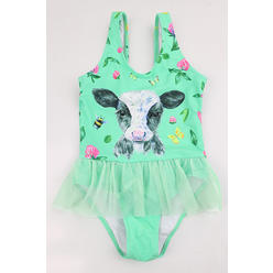 Zara Beez Kid Girls Fashionable Cow Print Sleeveless One piece swimwear