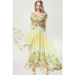 Zara Beez Women Flower Blossom Short Sleeve Maxi Dress