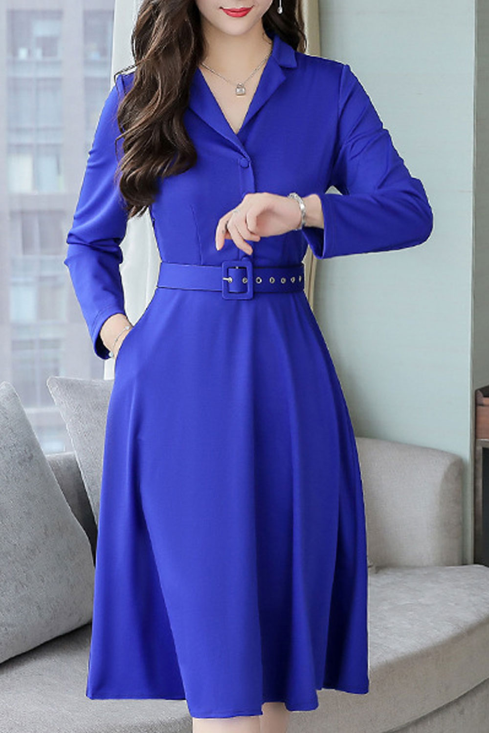 zara blue long sleeve dress