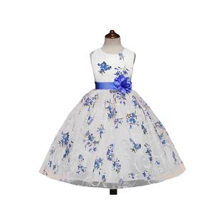 Lace Zara Kids Dresses Zara Beez Kids Girls Embroided Lace Flower Waist  Party Dress, Blue