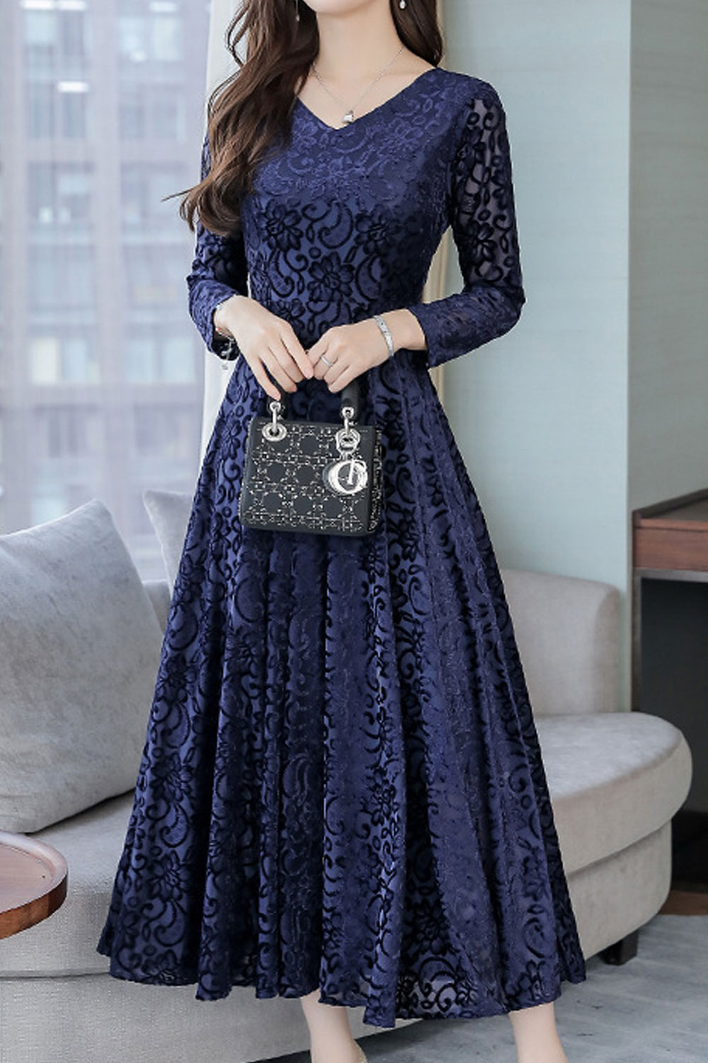 zara blue lace dress