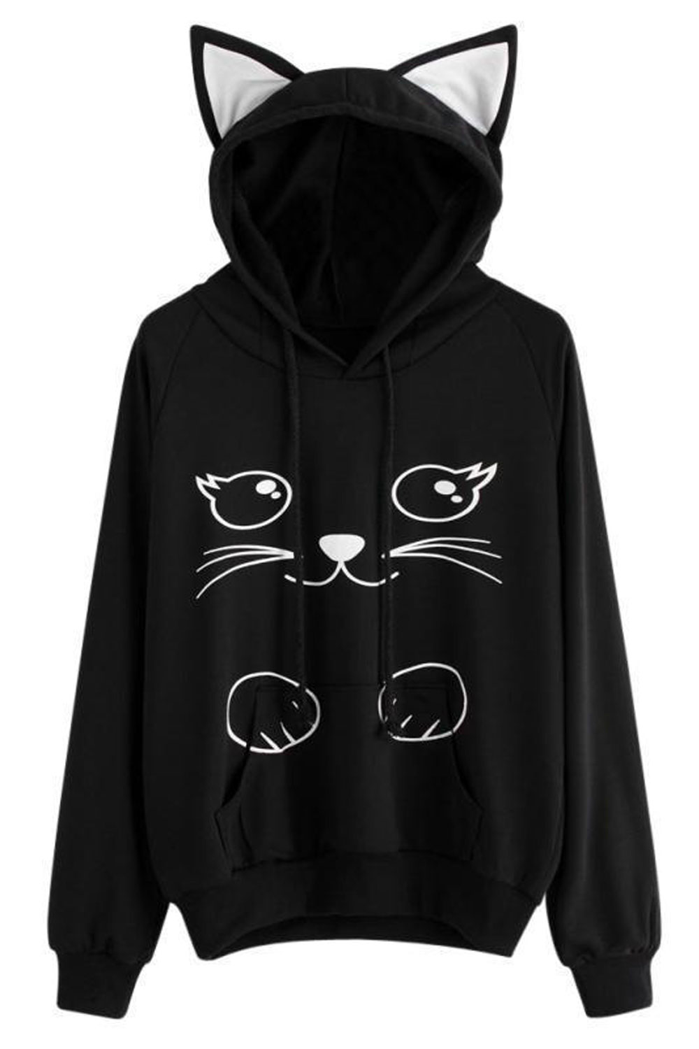 Zara Beez Women Long Sleeve Cat Printed Stylish Hoodie