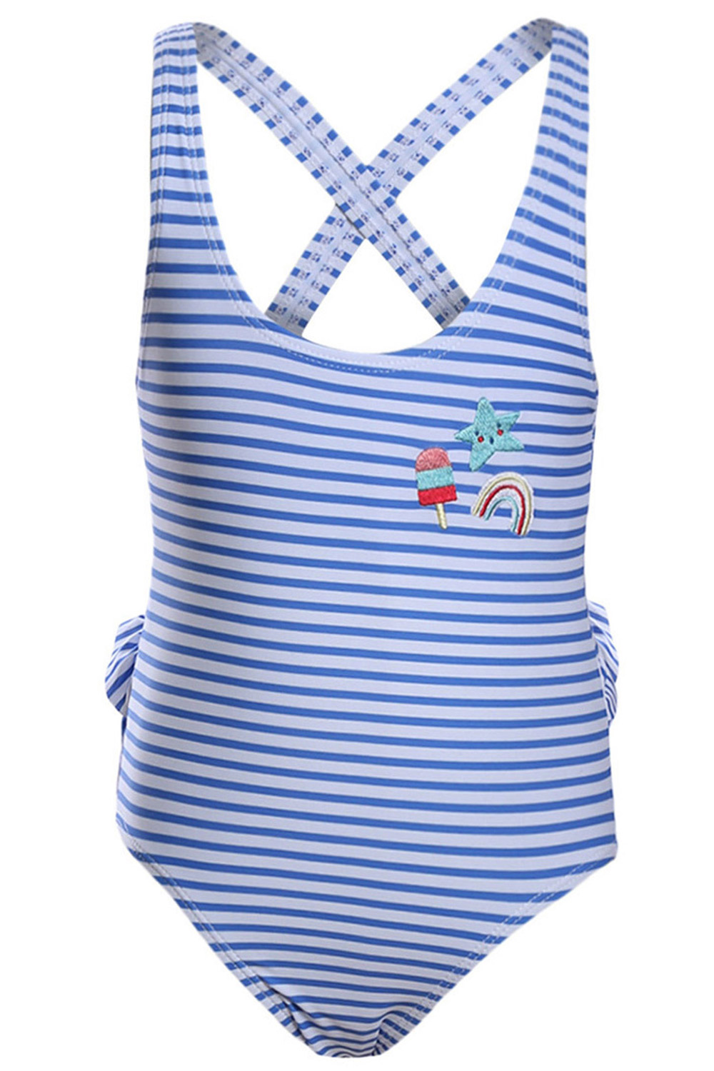 Zara Beez Kids Girls Square Neck Striped One Piece Swimwear