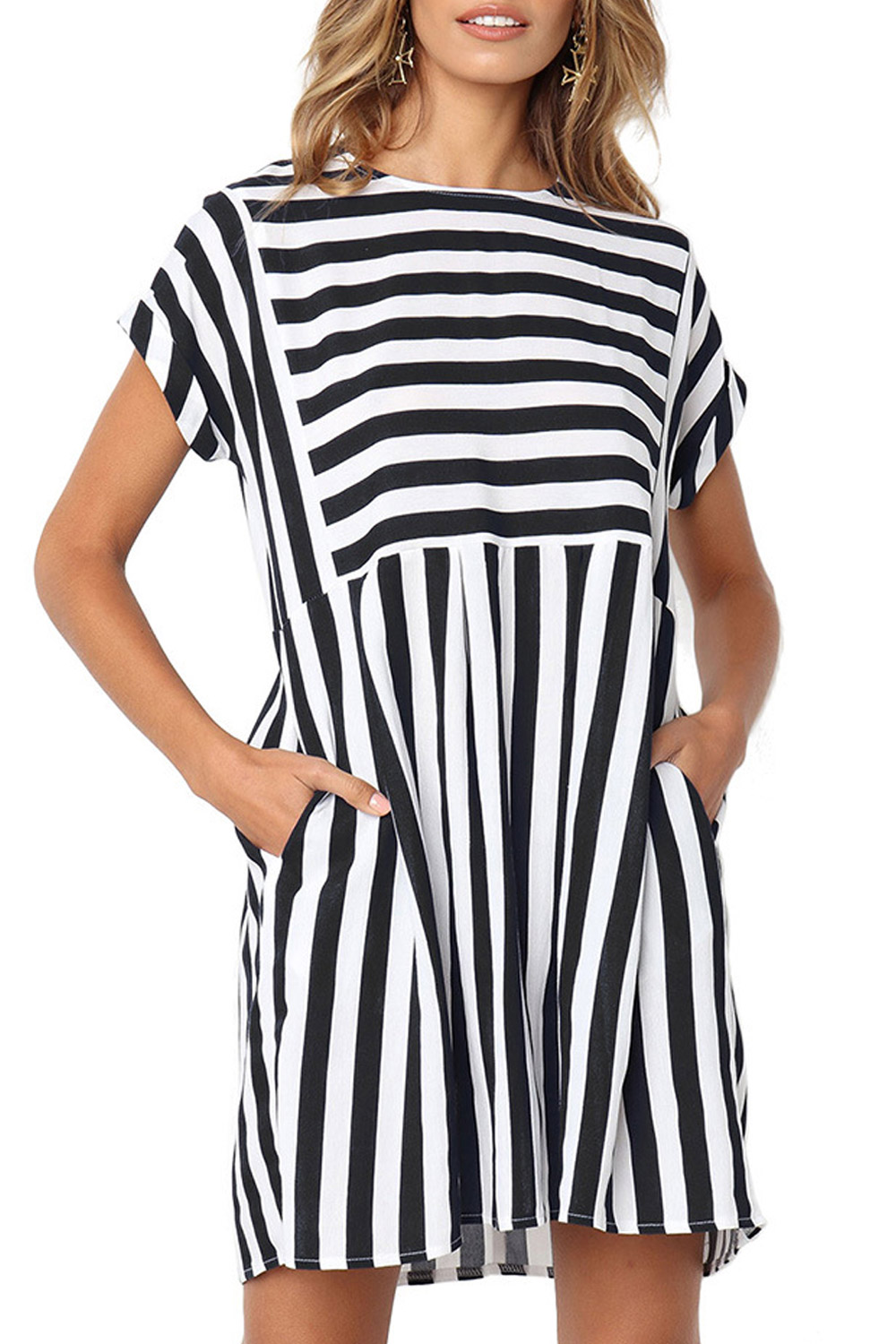 zara striped dress with pockets