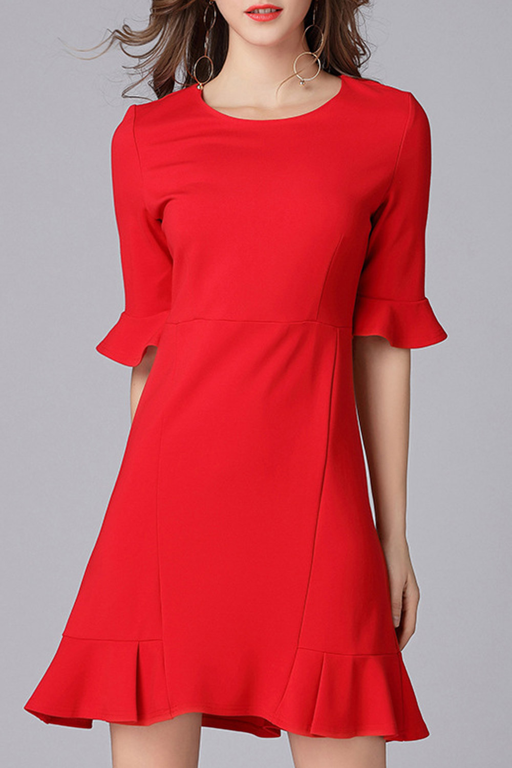 Womens ruffle hem dress clearance