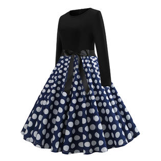 Zara blue and black polka dot dress sale