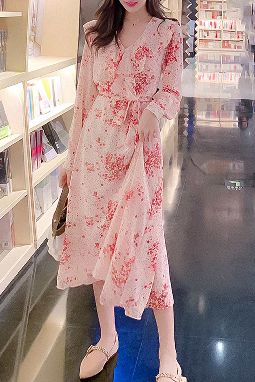 zara ruffled floral print dress
