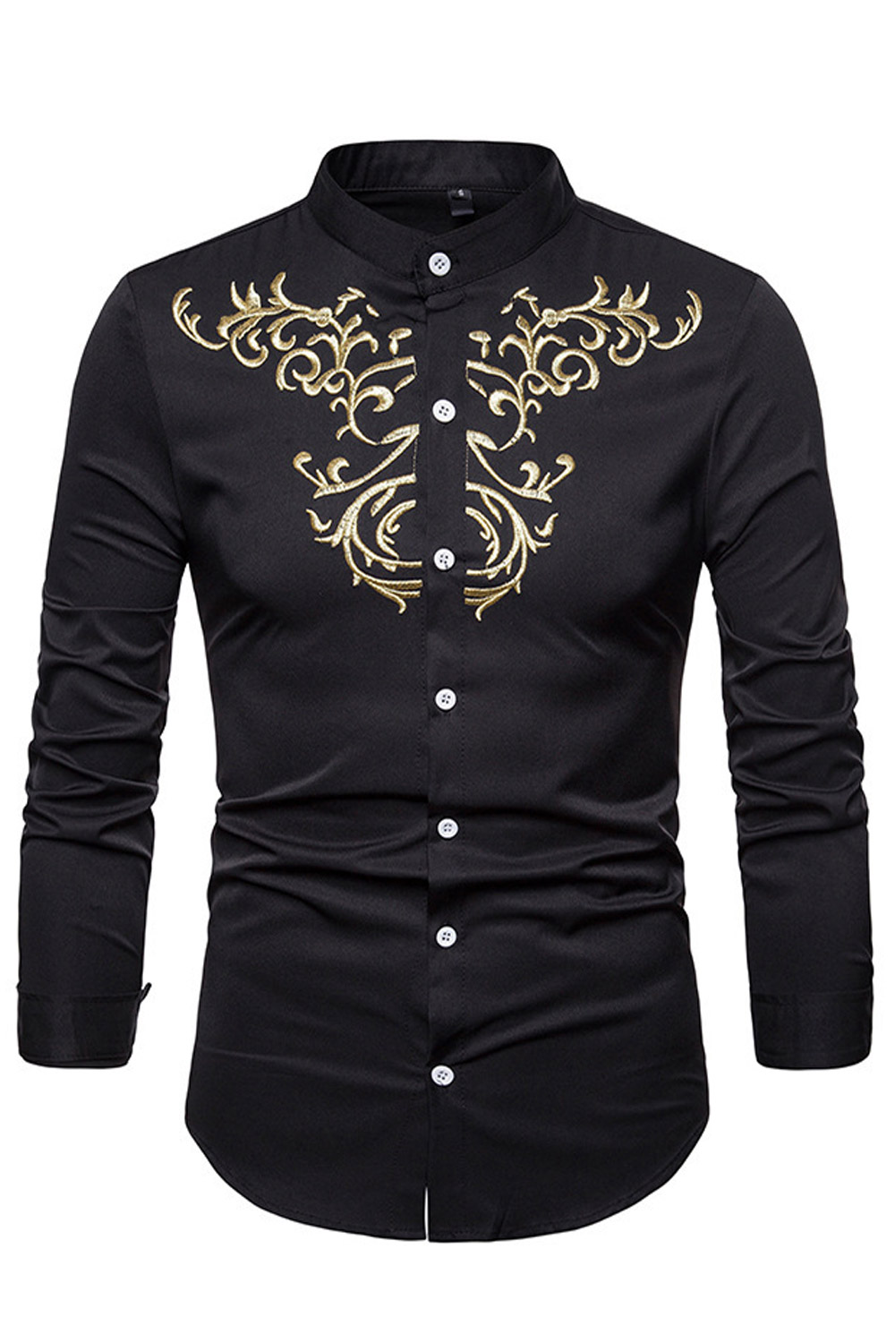 Zara Beez Men Small Colar Long Sleeves Chest Embroidery Shirt