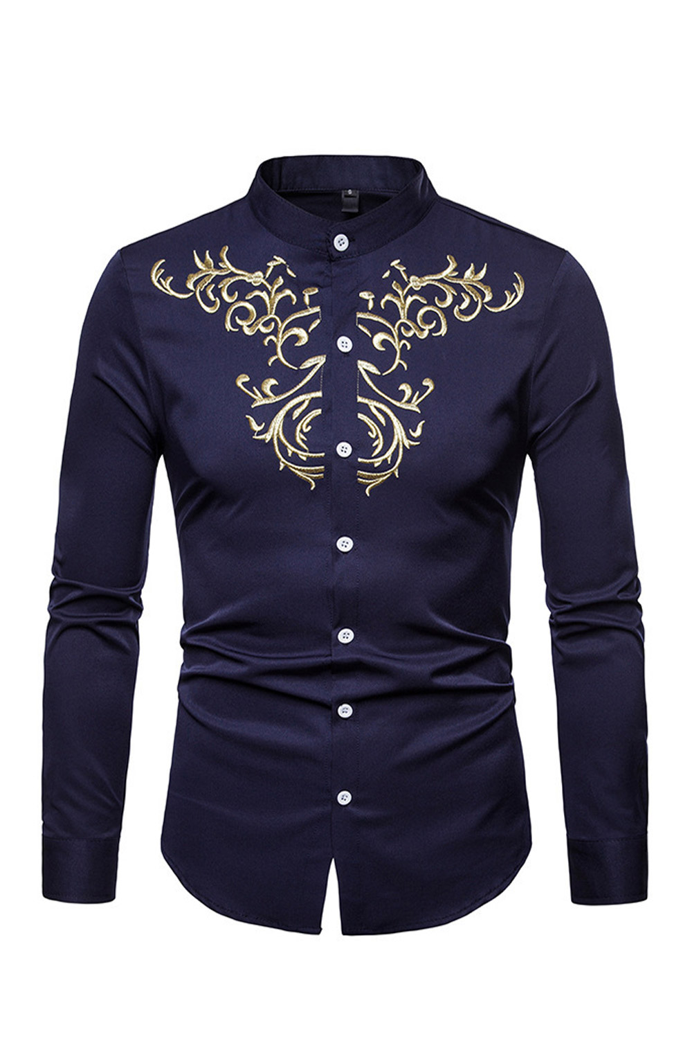 Zara Beez Men Small Colar Long Sleeves Chest Embroidery Shirt