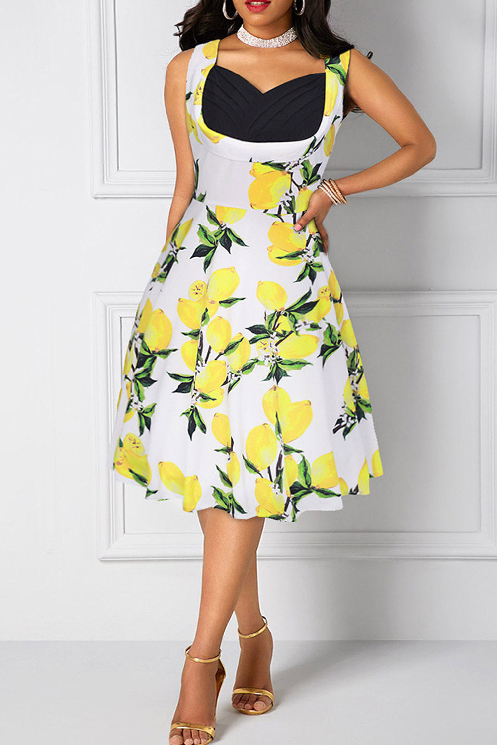 lemon print dress zara
