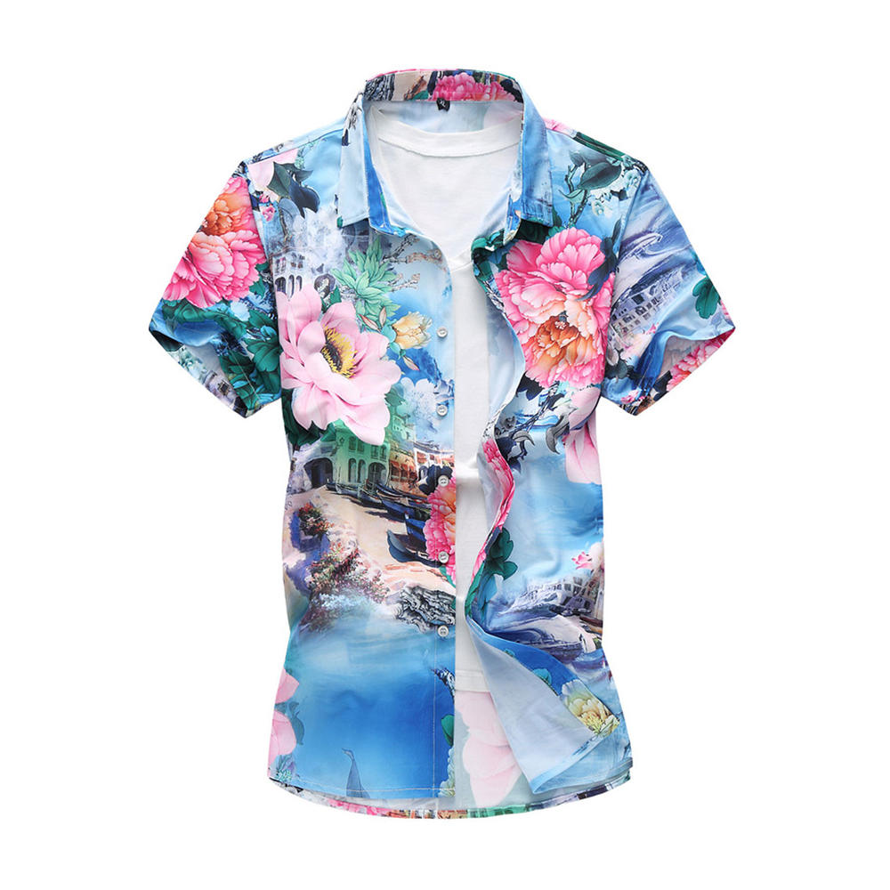 Zara Beez Men Flower Pattern Summer Wear Casual Shirt