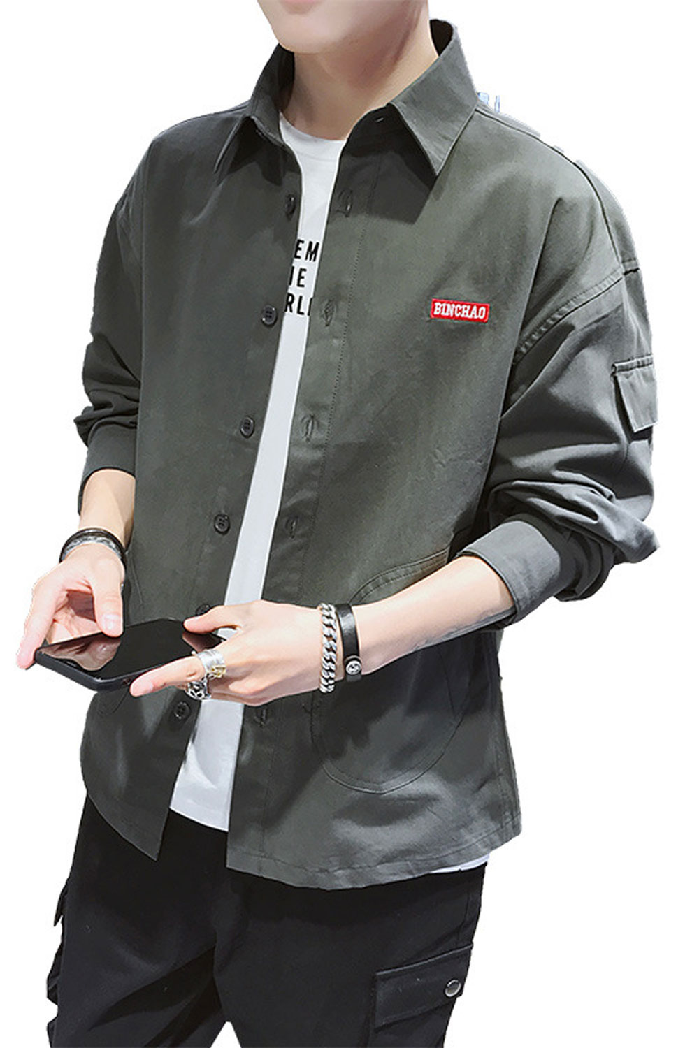 Zara Beez Men Loose Collar Neck Solid Pattern Casual Shirt