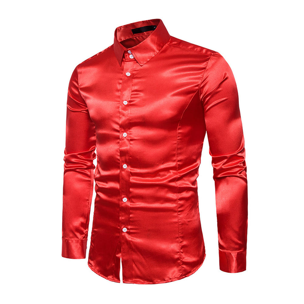Zara Beez Men Shiny Material Collar Neck Nightclub Shirt