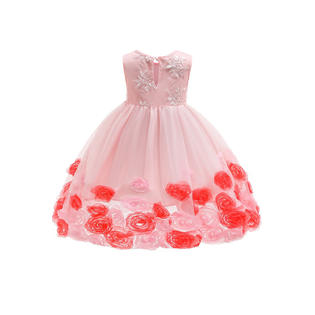 ZaraBeez Kids Girls Embroidered Back Keyhole Flower Dress, Pink