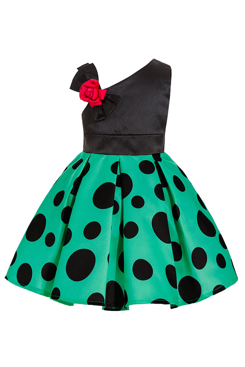 Zara Beez Kids Girls One Flower Shoulder Polka Dot Dress