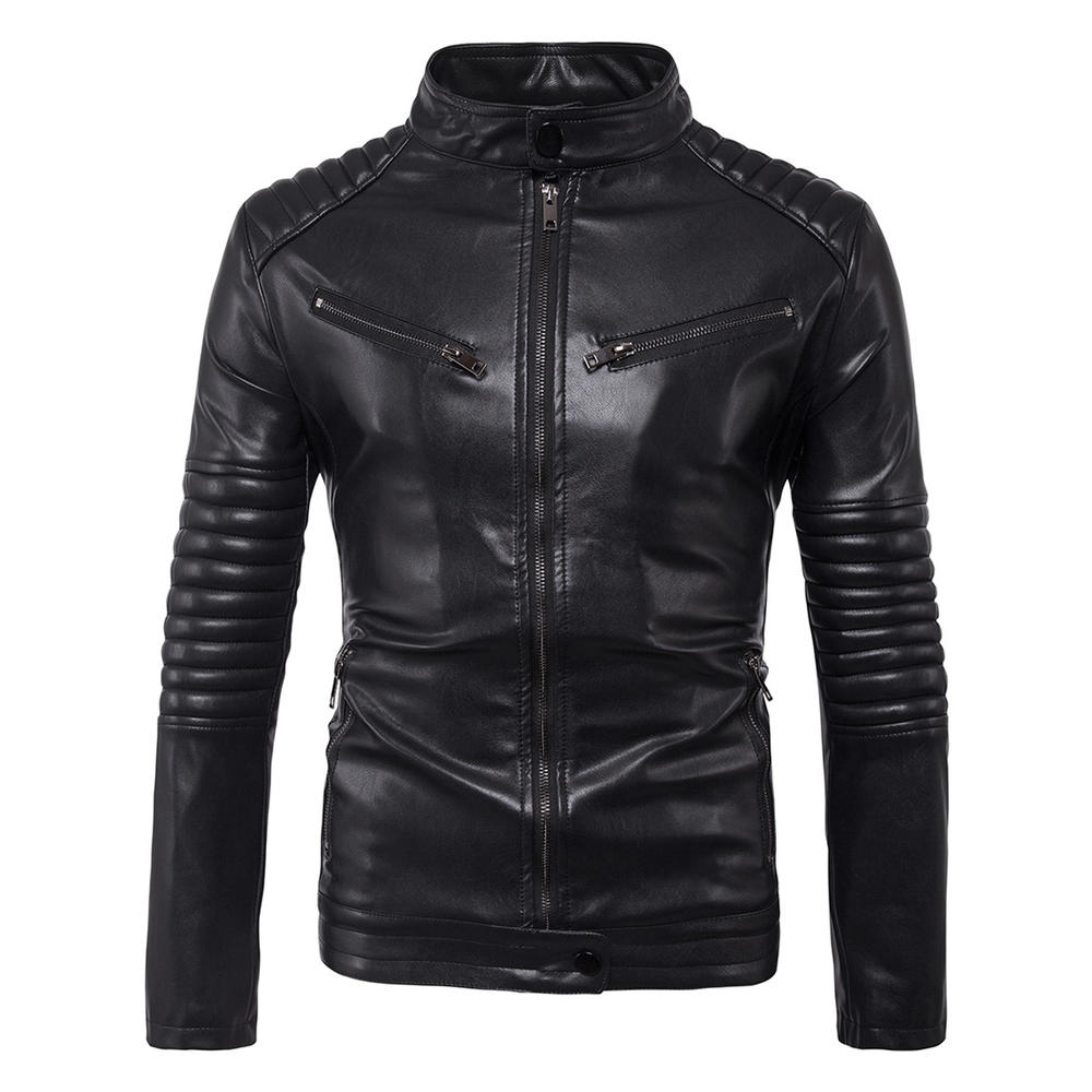 Zara Beez Men Thick Collar Neck Casual Leather Jacket