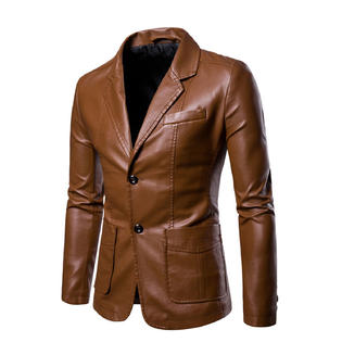 zara brown leather blazer