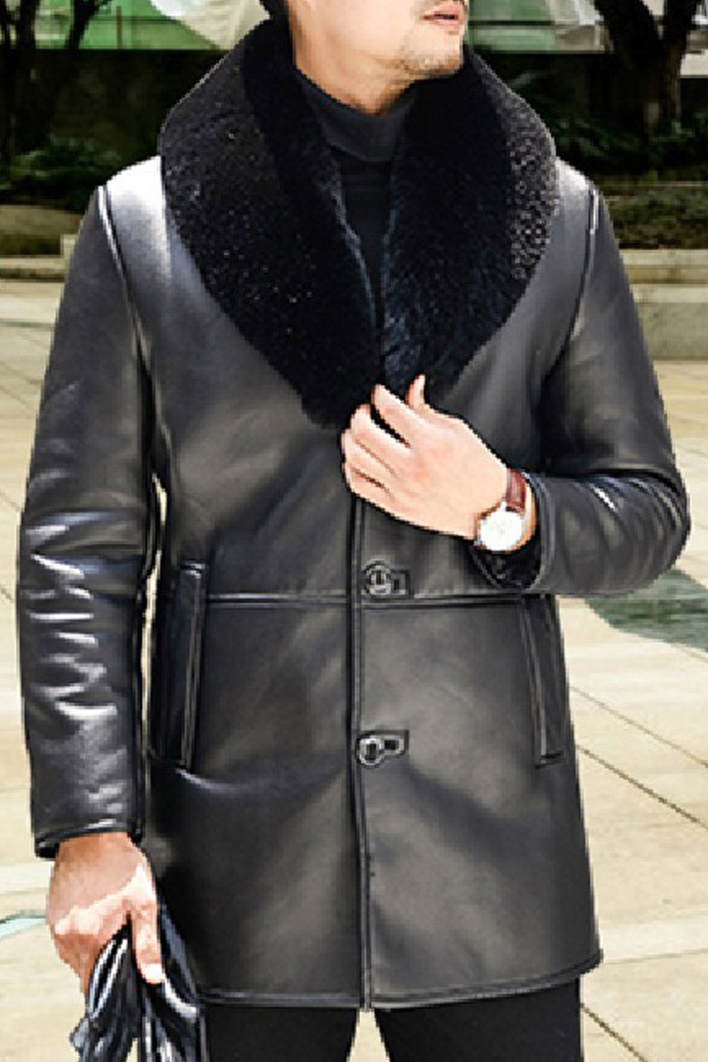 zara men's leather jacket with fur collar