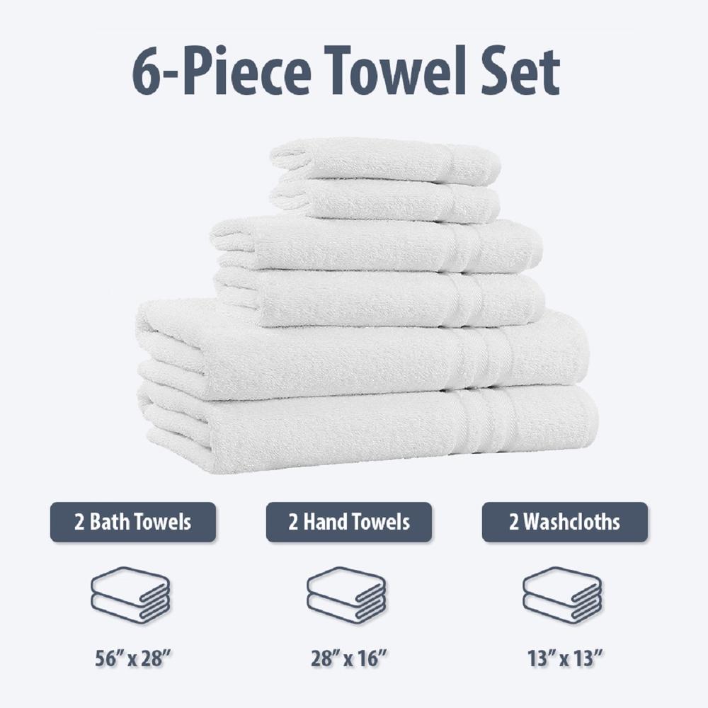Home Sweet Home Dream Inc 100% Cotton 6-Piece Towel Set - Absorbent and Fade Resistant Bath Towels Set