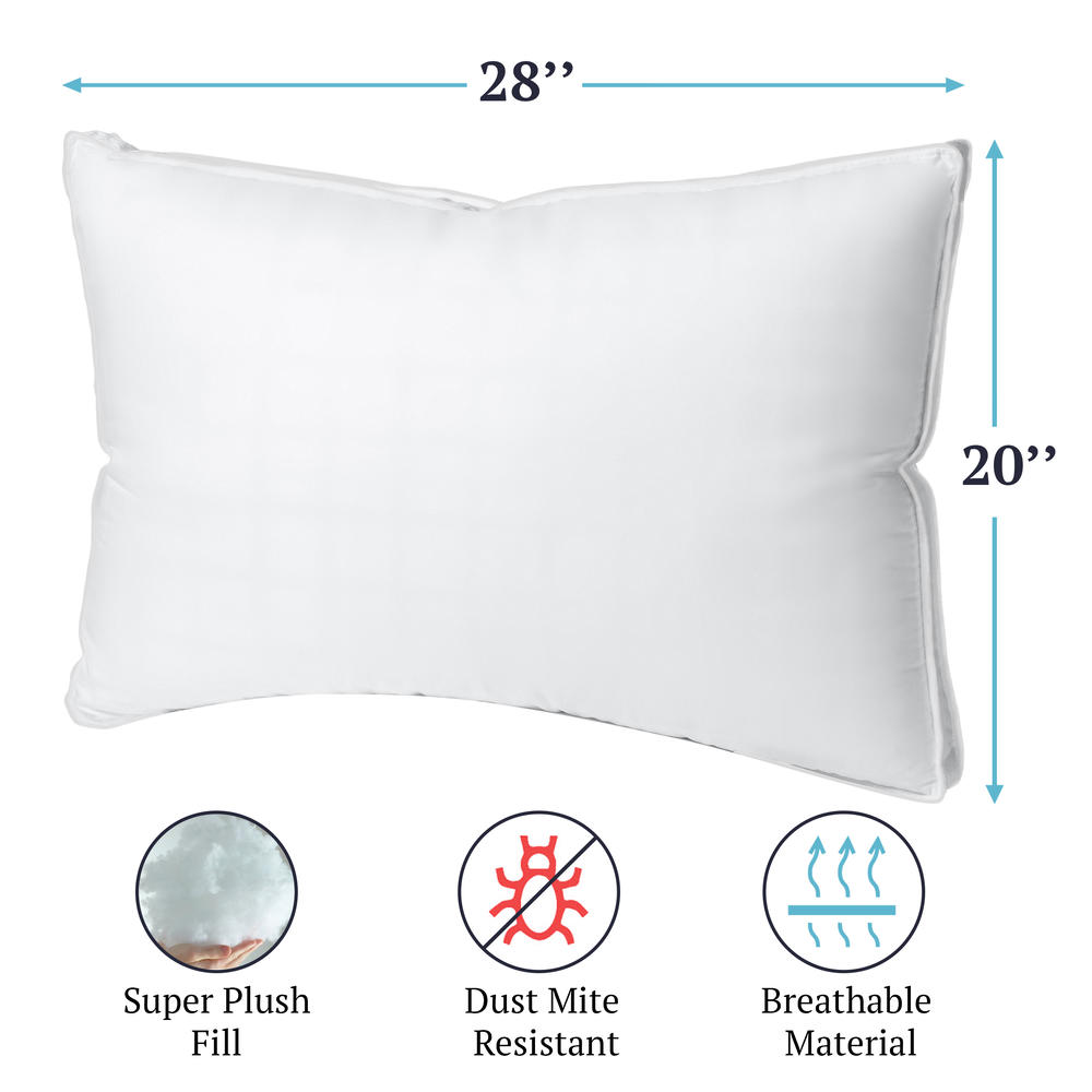 Home Sweet Home Dreams Inc 300TC 100% Egyptian Cotton Super Soft Plush Down-Alternative Hypoallergenic Gusseted Sleeping Bed Pillows - (2 Pack) - 20" x 28"