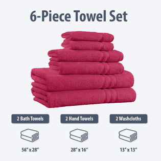 Home Sweet Home Dreams Inc 100% Cotton 6-Piece Hotel Quality Towel