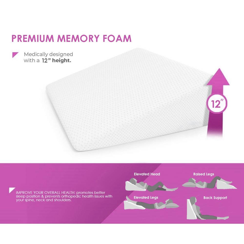 Home Sweet Home Dreams Bed Wedge Pillow with Memory Foam Top - Versatile Body Positioner Relieves Neck and Back Pain - Removable Cover