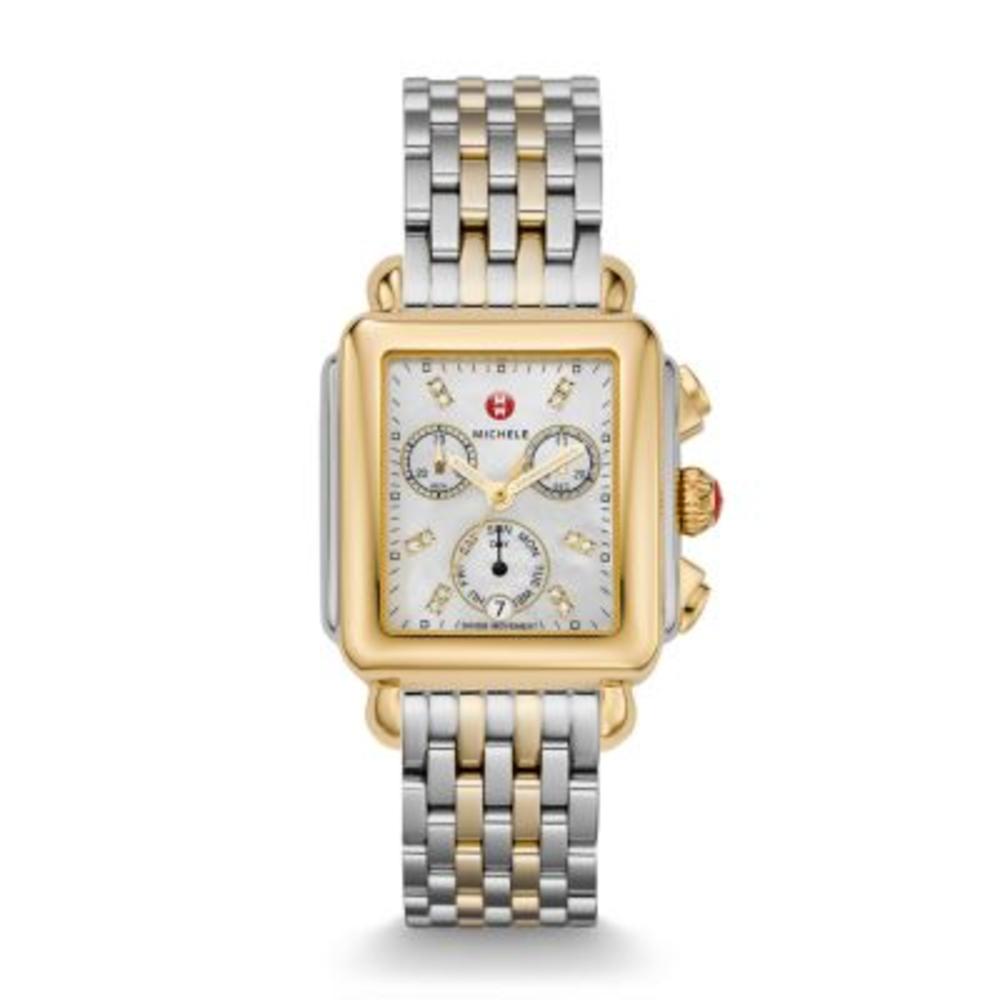 Michele NEW Michele Deco Two-Tone Diamond Dial Ladies Watch