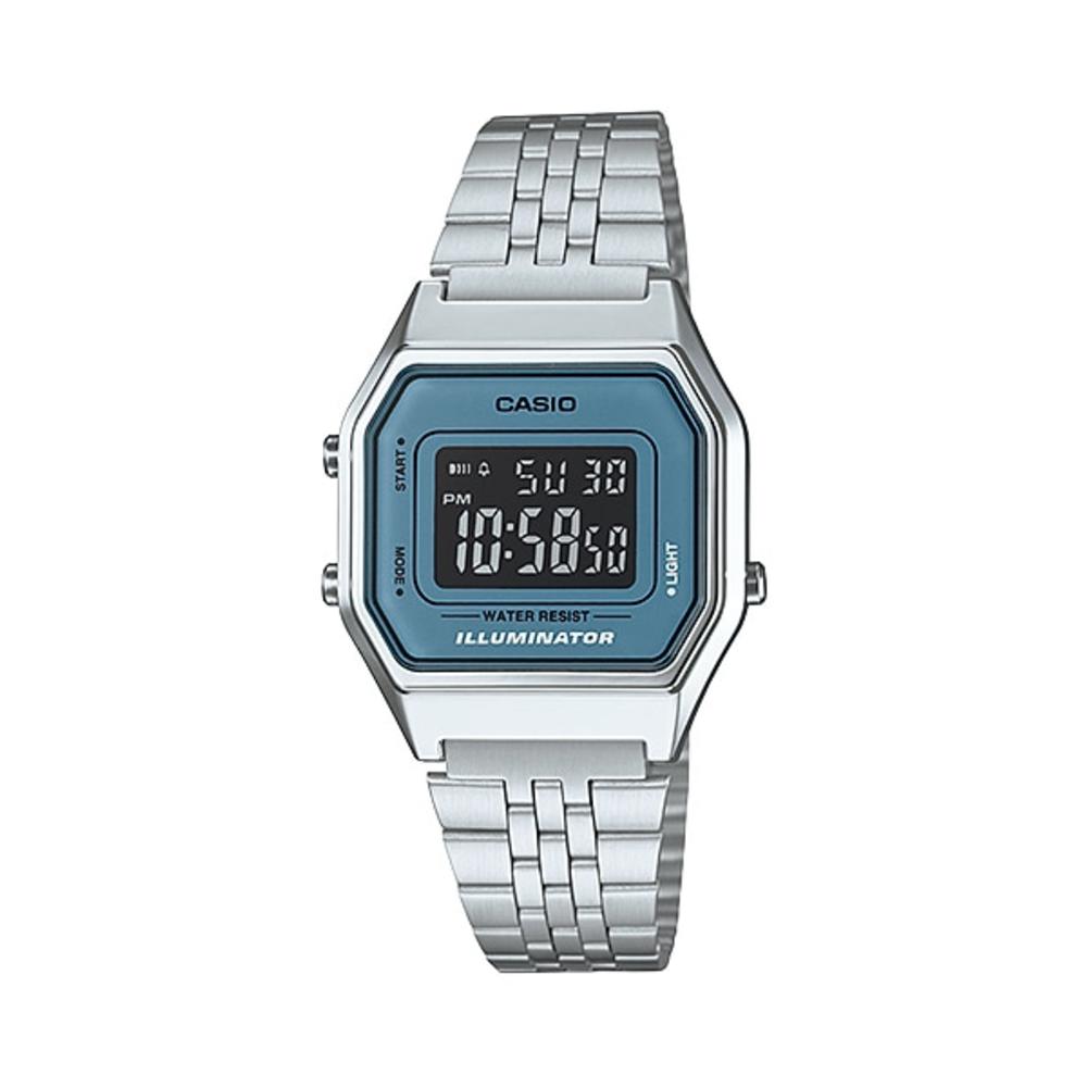 Casio Ladies Mid-Size Silver Tone Digital Retro Watch LA-680WA-7DF