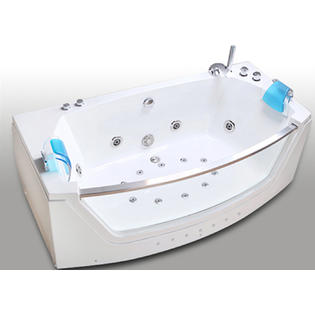 Simba USA Inc SMBA1087 Whirlpool Corner Bathtub Hydrotherapy Ginevra 59.05 and Heater 2 Person Hot Tub
