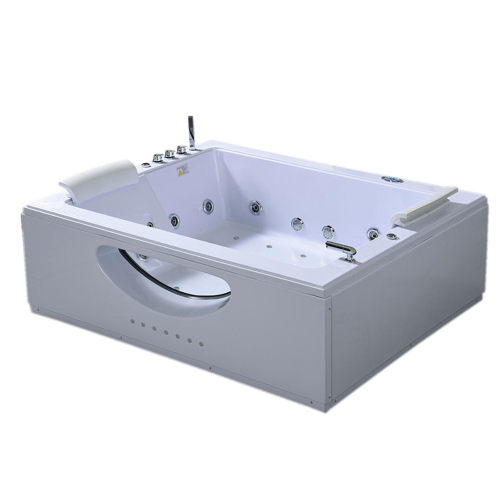 SIMBAUSA Whirlpool bathtub hydrotherapy Hot tub White 2 persons 70.8" Double pump - Bali