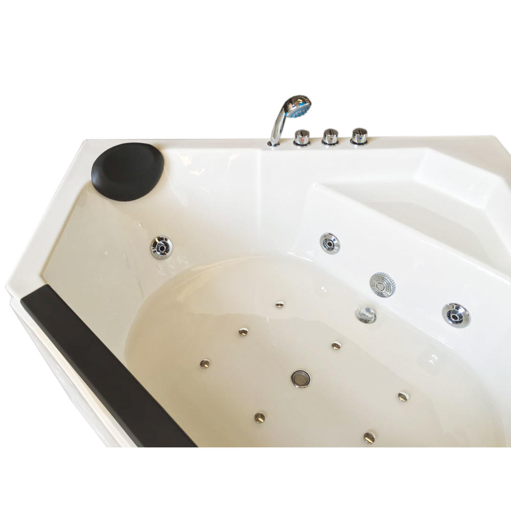 SIMBASHOPPING USA Whirlpool Corner Bathtub Hydrotherapy IBIZA 59.05" and Heater 2 Person Hot Tub