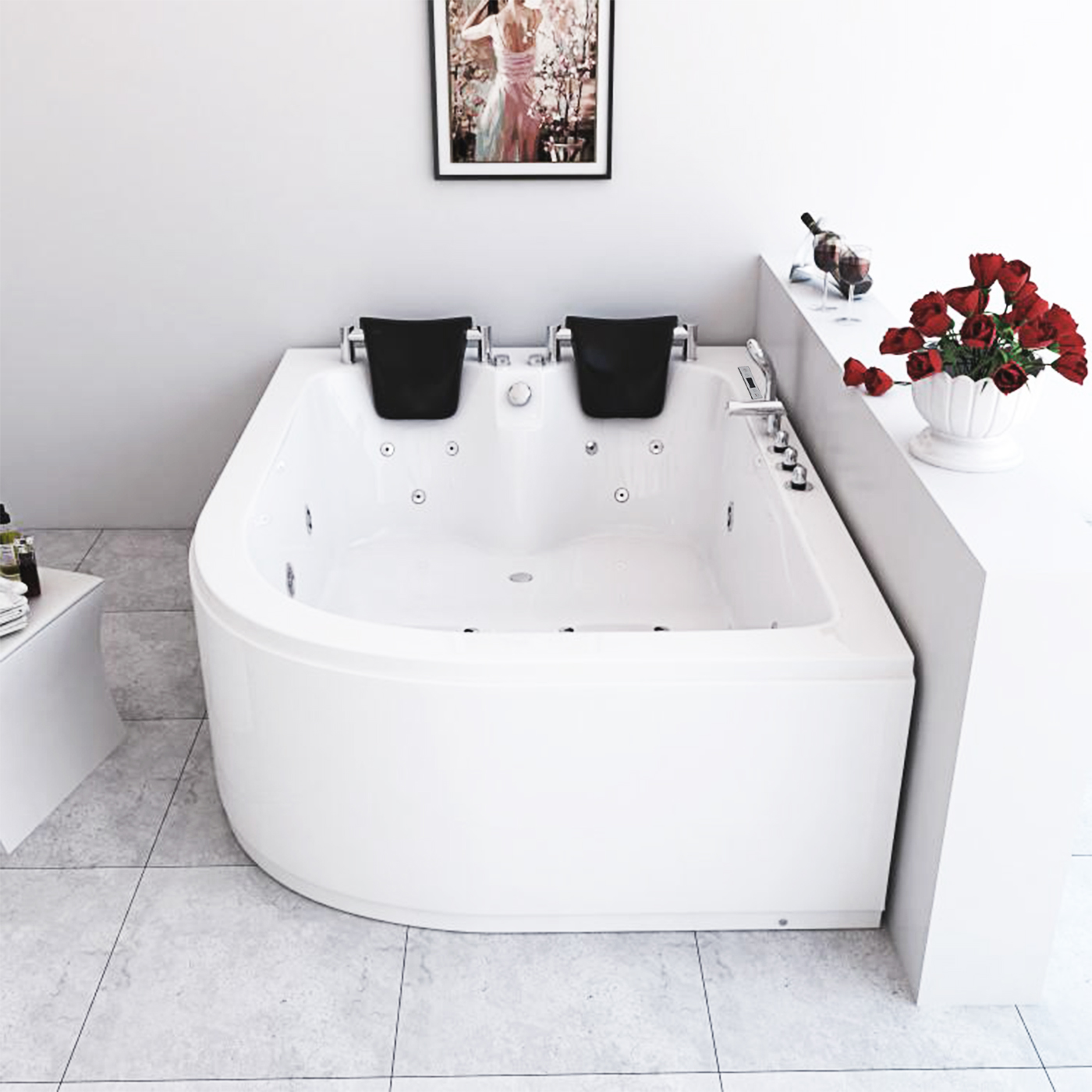 Hourglass II 72 X 42 Acrylic Alcove Right-Hand Drain Whirlpool Bathtub In White | Bathtub, LaurelMountain - View #11