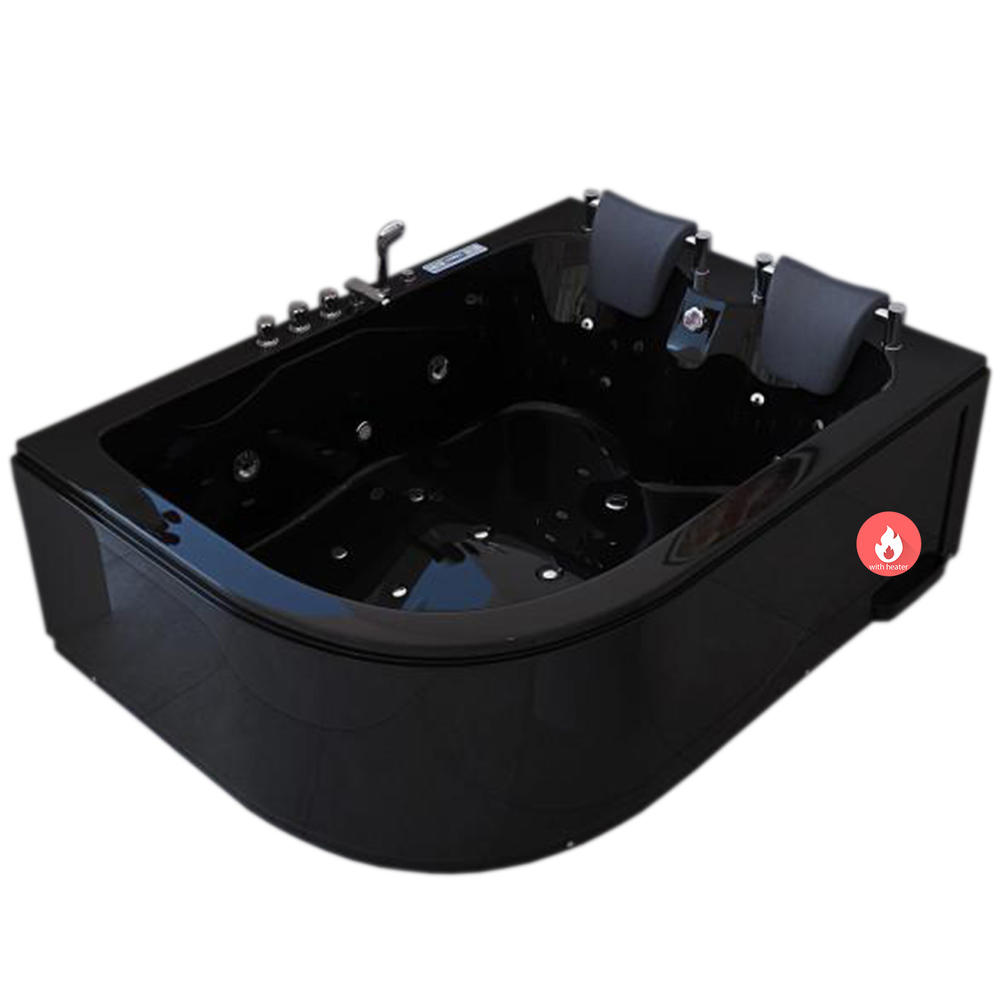 Simba USA Whirlpool Bathtub Hot Tub Black with Double Pump 2 persons POMPEI with Heater