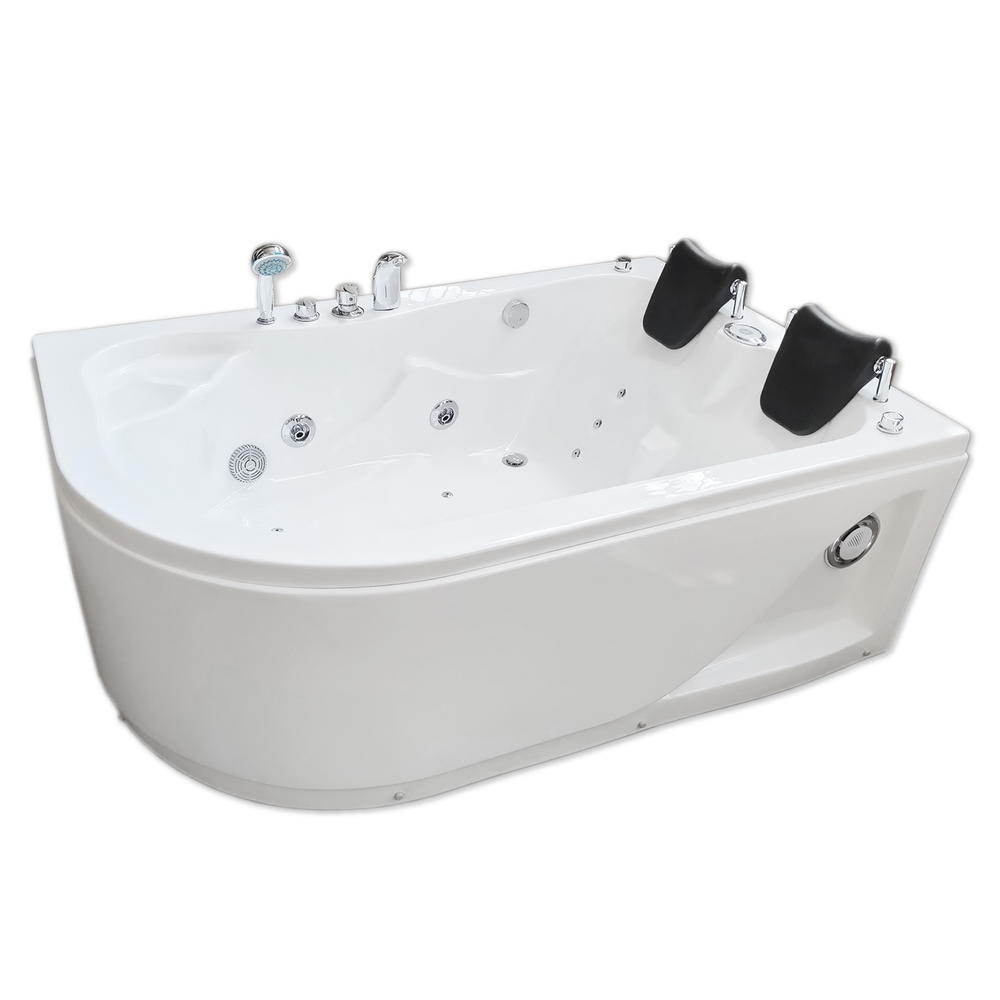 SIMBASHOPPING USA Whirlpool Corner Bathtub Hydrotherapy VARADERO 66.5" and Heater 2 Person Hot Tub