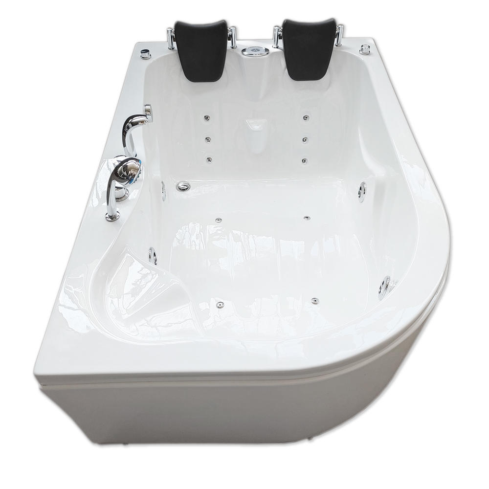 SIMBASHOPPING USA Whirlpool Corner Bathtub Hydrotherapy VARADERO 66.5" and Heater 2 Person Hot Tub