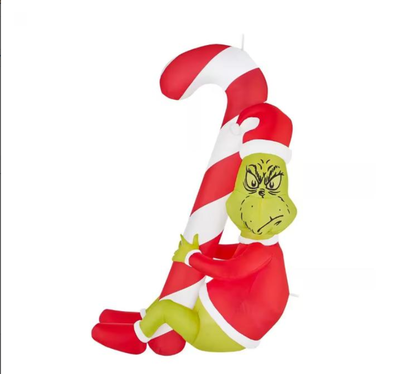 Grinch 4.5 ft. LED Grinch with Candy Cane Inflatable Grinch